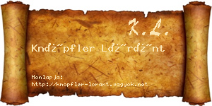 Knöpfler Lóránt névjegykártya